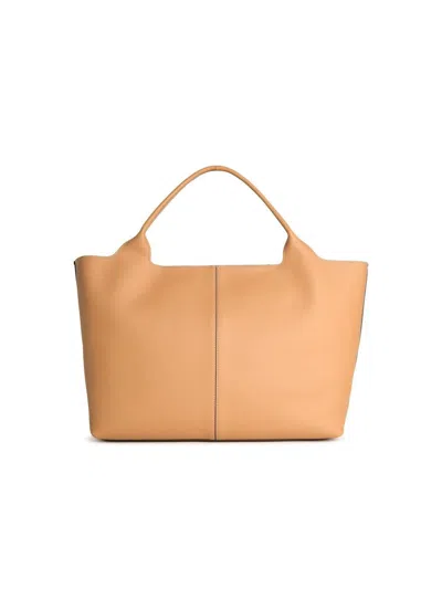 Tod's Camel Leather Bag In Nude
