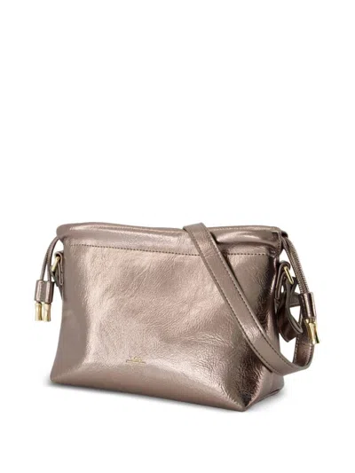 Apc A.p.c. Shoulder Bag With Metallic Drawstring In Silver