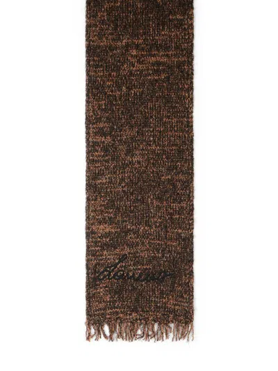 Laneus Multicolor Alpaca Blend Scarf In Brown