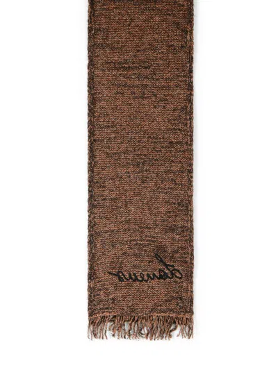 Laneus Multicolor Alpaca Blend Scarf In Brown