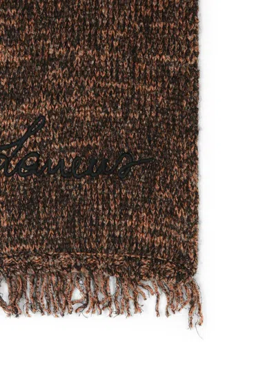 Laneus Multicolor Alpaca Blend Scarf In Brown
