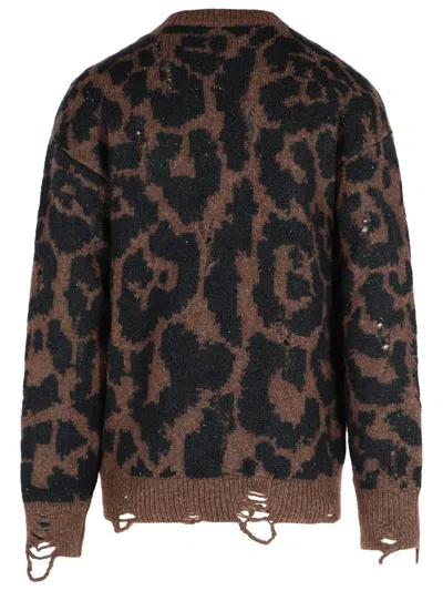 Laneus Two-tone Merino Wool Blend Sweater In Brown