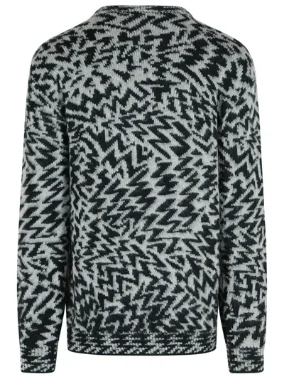 Laneus Wool Blend Sweater Abstract Pattern Design In Black