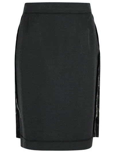 Maison Margiela Graphite Wool Blend Skirt In Black