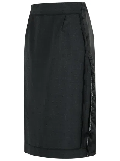 Maison Margiela Graphite Wool Blend Skirt In Black