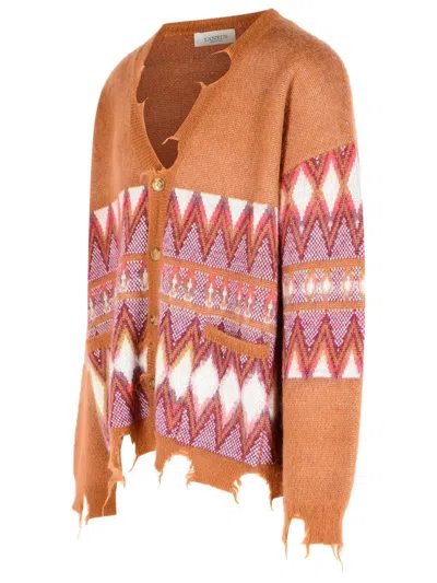 Laneus Geometric Patterned Long Sleeve Cardigan In Multi