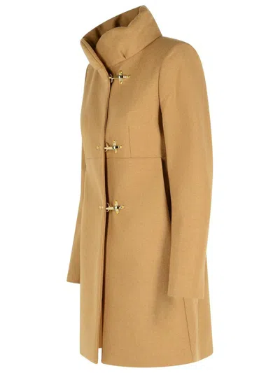 Fay Beige Wool Blend Coat Women In Nude