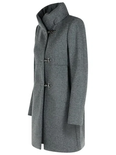 Fay Romantic Coat In Melange Wool Cloth In Gray