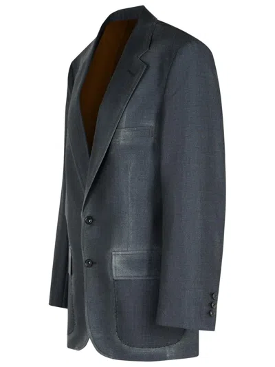 Maison Margiela Anthracite Wool Blend Blazer In Gray