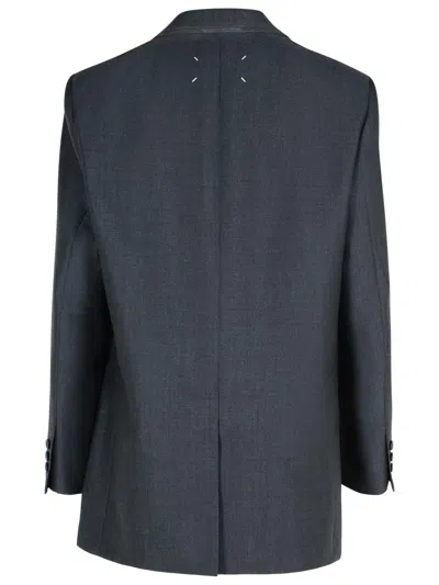Maison Margiela Anthracite Wool Blend Blazer In Gray