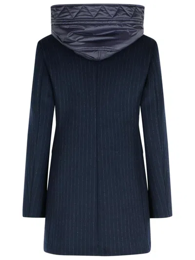 Fay Navy Wool Blend Coat Women In Blue