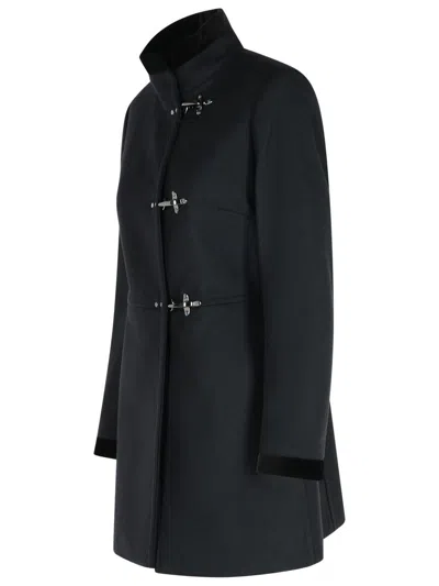 Fay Romantic Coat In Black In Soft Wool Blend Fabric In Black
