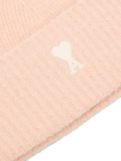 Ami Alexandre Mattiussi Pink Alpaca Striped Ami De Coeur Beanie Pink In Neutral