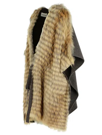 P.a.r.o.s.h . Two-tone Wool Blend Coat In Brown