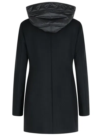 Fay Toggle Coat In Black Wool Blend Fabric In Black