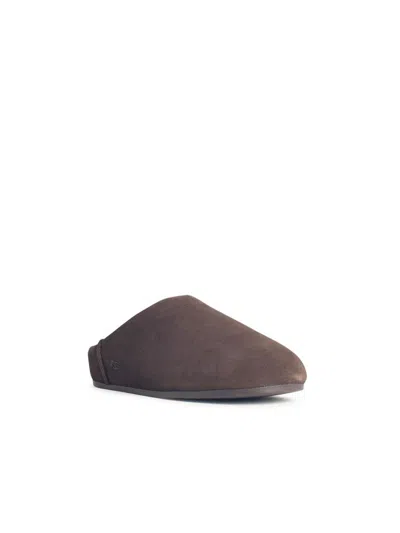 Ugg 'elea Slip-on' Brown Leather Slippers In Gray