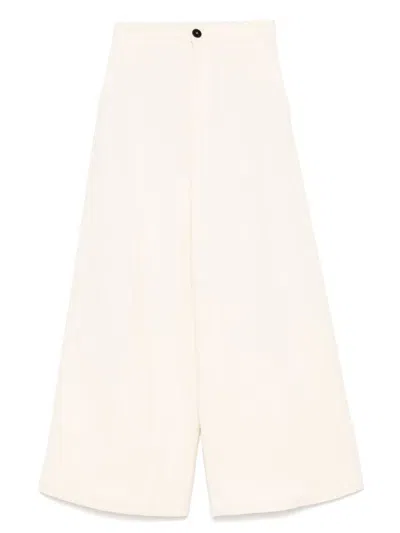 Forte Forte High-waisted Cropped Wide-leg Trousers In White