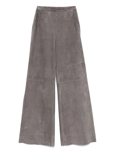 Forte Forte High-waisted Wide-leg Leather Trousers In Gold