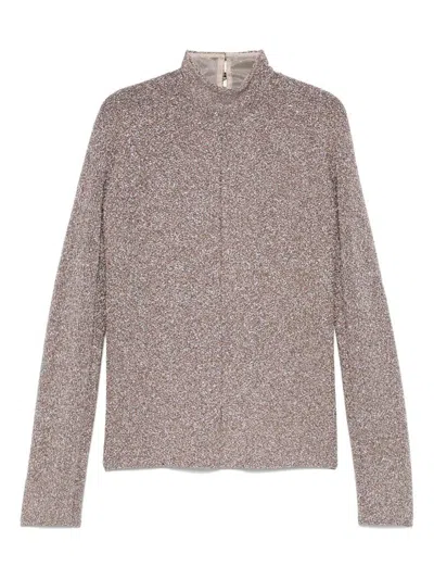 Forte Forte Textured Long Sleeve Mock Neck Sweater In Multi