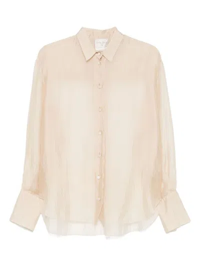 Forte Forte Sheer Long Sleeve Buttoned Cuff Shirt In Pink