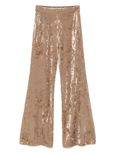 Forte Forte Forte_forte Iridescent Stretch Velvet High Waist Pants Clothing In Brown