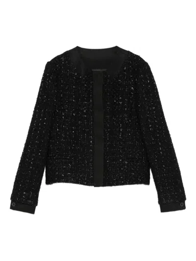 Emporio Armani Wool Blend Blazer Jacket In Black
