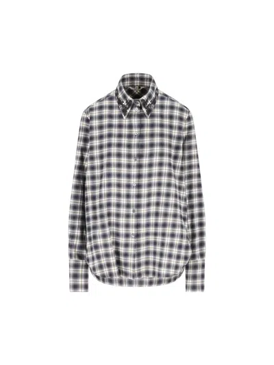 Barena Venezia Embroidered-collar Checked Shirt In Neutral