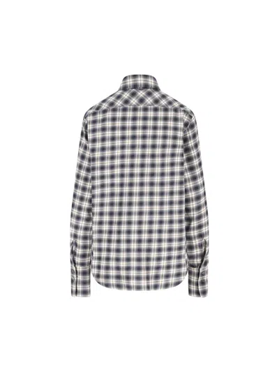 Barena Venezia Embroidered-collar Checked Shirt In Neutral