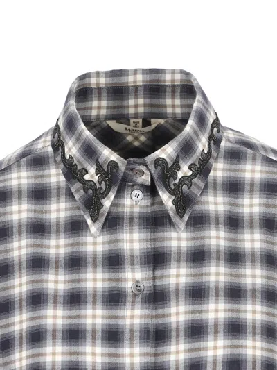Barena Venezia Embroidered-collar Checked Shirt In Neutral