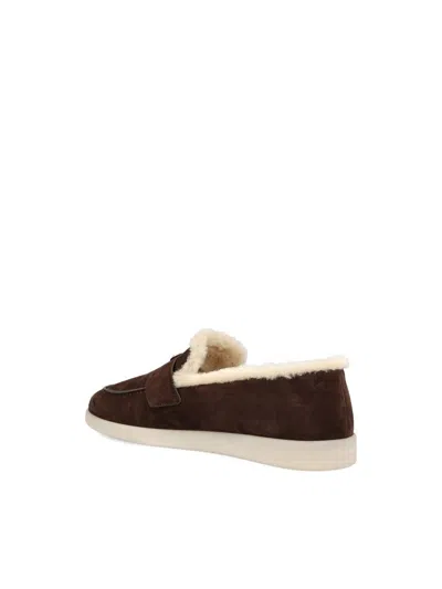 Prada Suede Loafers With Round Toe And Rubber Sole In Brown