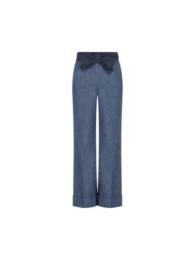 Valentino Straight-leg Wide-leg Pants In Blue
