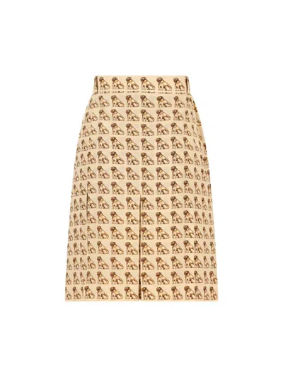 Valentino Womens Betulla Multicolor Printed Pleated Silk Midi Skirt In Brown