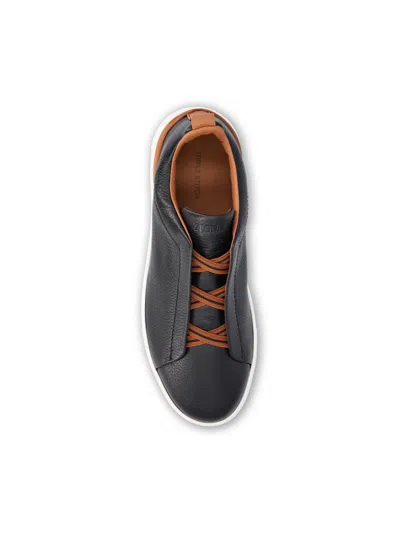 Zegna Sole Contrast Sneakers Pull Tab In Black