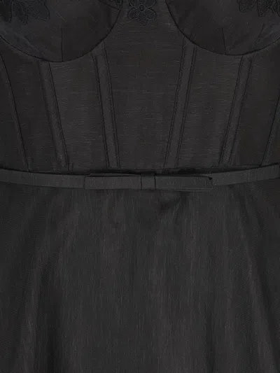 Zimmermann Hypnotic Picnic Belted Lace-trimmed Linen And Silk-blend Midi Dress In Black