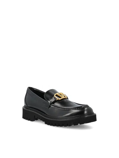Valentino Glossy Leather Vlogo Signature Loaf In Black