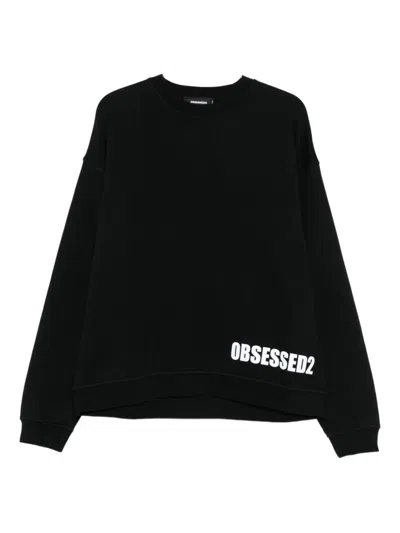 Dsquared2 Cotton Sweatshirt Featuring Printed Detail In Black