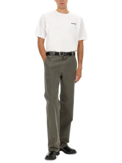 Aspesi Straight-leg Cotton Pants With Mid-rise Waist And Belt Loops In Green