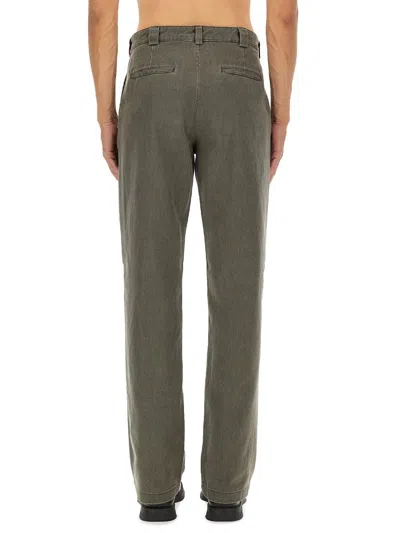 Aspesi Straight-leg Cotton Pants With Mid-rise Waist And Belt Loops In Green