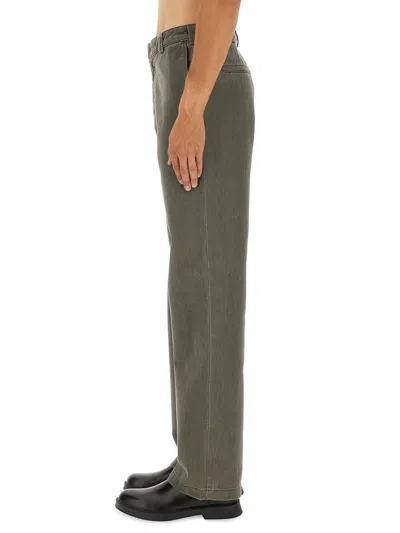 Aspesi Straight-leg Cotton Pants With Mid-rise Waist And Belt Loops In Green