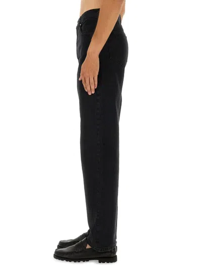 Apc Straight-leg Black Cotton Fairfax Pants With Classic Five-pocket Design In Blue