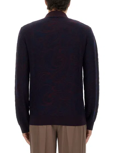 Etro Paisley Pattern Long Sleeves Sweater In Blue