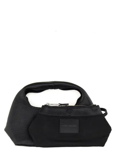 Marc Jacobs The Sack Black Shoulder Bag With Embossed Logo In Hammered Leather Woman In Black