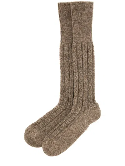 Maison Margiela Ribbed Knee-high Socks For Women In Brown