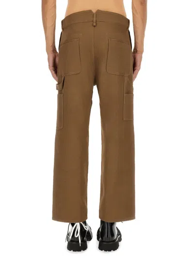 Moschino Straight-leg Tricot Pants With Utilitarian Details In Brown