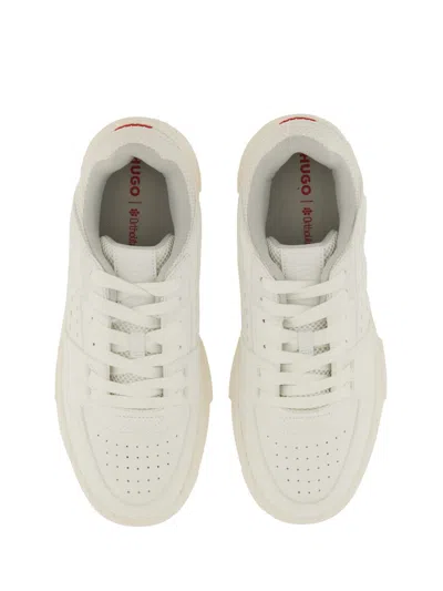 Hugo Boss Hugo Low-top Sneakers With Perforated Design And Textured Sole In White