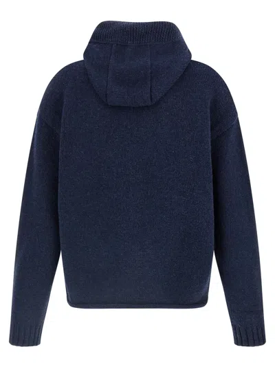 Jw Anderson J. W. Anderson Zip-up Hooded Sweater With Contrasting Logo In Blue