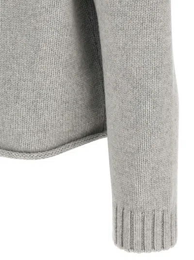 Jw Anderson Mens Light Grey Melange Anchor Zip-up Knitted Wool Hoody Xl In Gray