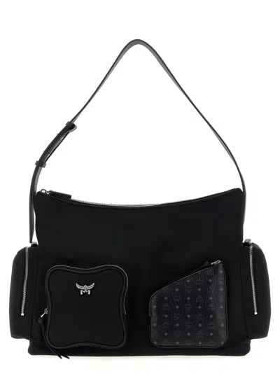Mcm Nylon Shoulder Bag With Spacious Compartments