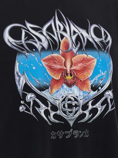 Casablanca Blades Printed Organic Cotton-jersey T-shirt In Black