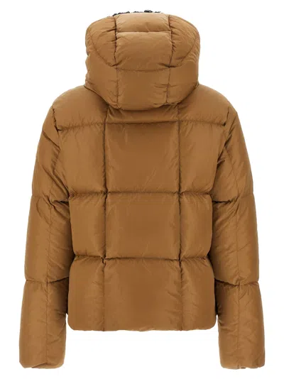 Moncler Castelnou Square-quilted Hooded Short Down Jacket In Brown